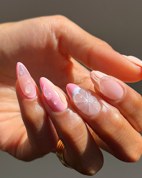 25 Summer Nails Ideas : Juicy Pink Grapefruit Nails