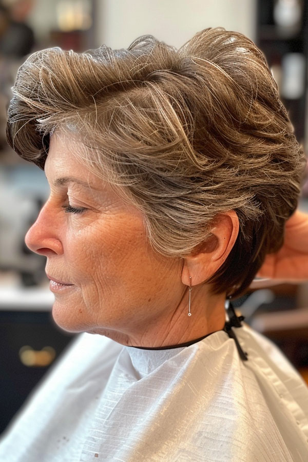 30 Hairstyles for Women Over 60 : Textured Silver Pixie