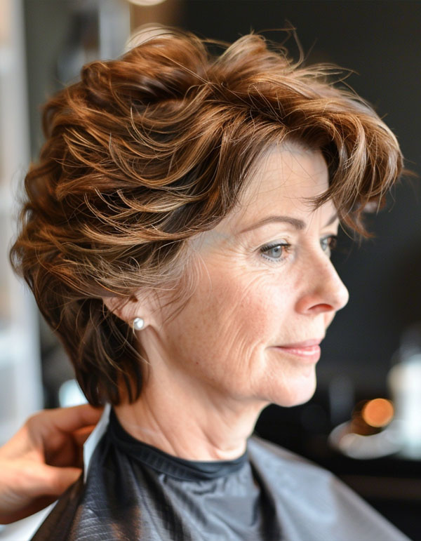 Tousled Elegance Pixie, hairstyle for women over 60