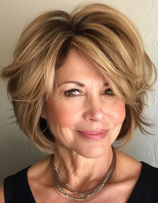 30 Hairstyles for Women Over 60 : Effortless Chic Layered Bob