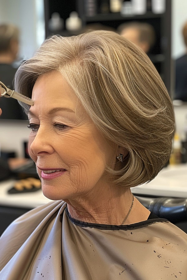 30 Hairstyles for Women Over 60 : Silver Chin-Length Bob