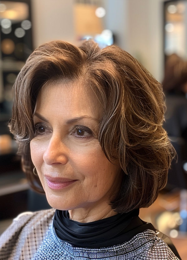 30 Hairstyles for Women Over 60 : Soft Elegance Medium-Length Bob