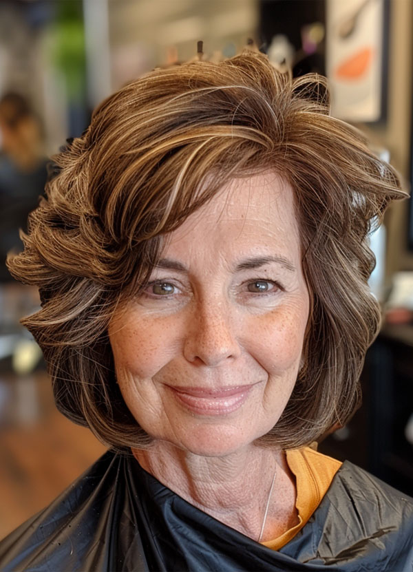 30 Hairstyles for Women Over 60 : Chestnut Medium-Length Haircut