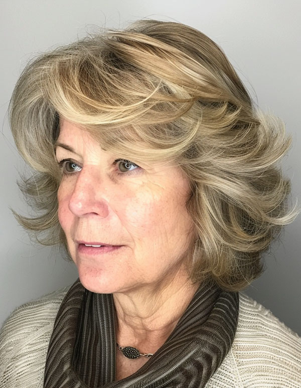 30 Hairstyles for Women Over 60 : Soft Blonde Medium-Length Layers