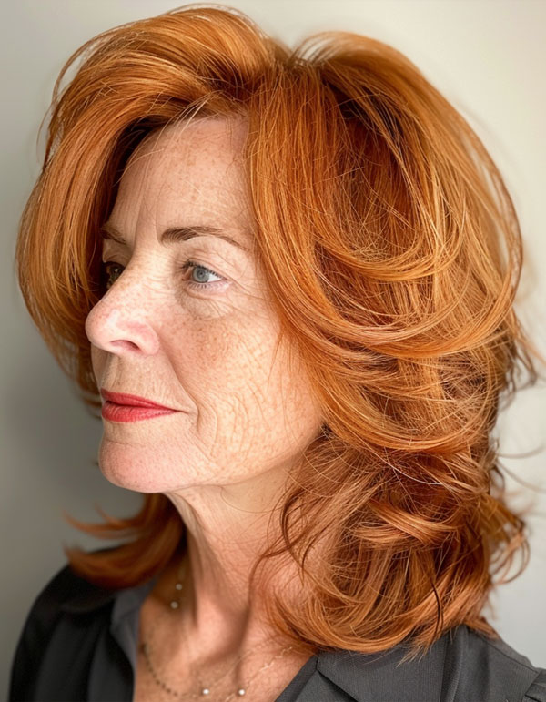 30 Hairstyles for Women Over 60 : Auburn Medium-Length Haircut