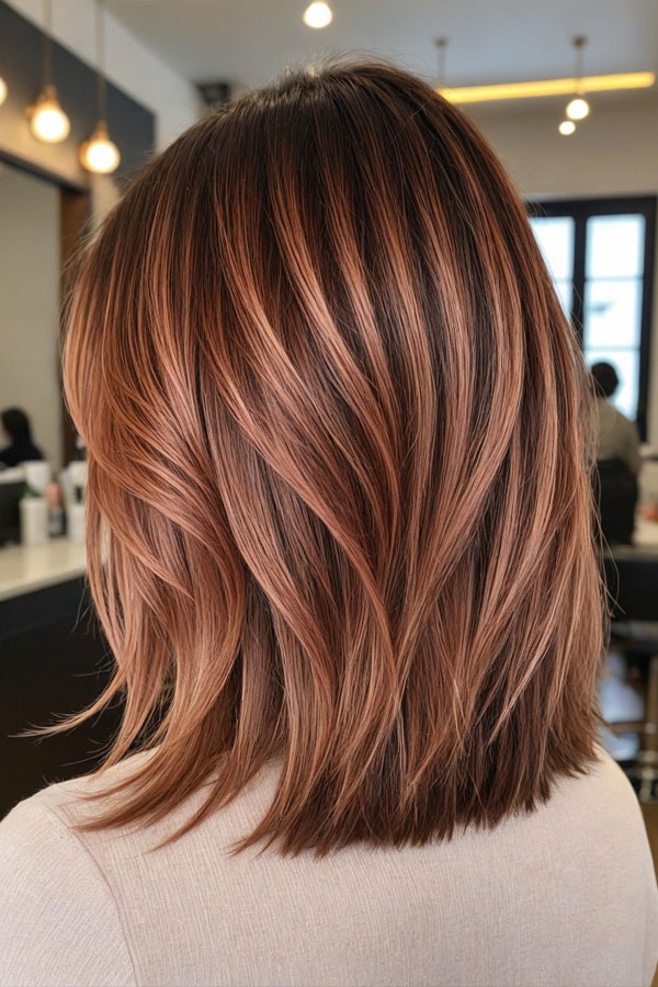 25 Fab Chestnut Hair Colours : Chestnut with Rose Gold Highlights