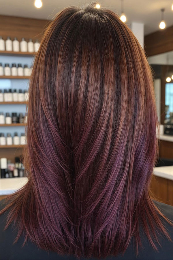 25 Fab Chestnut Hair Colours : Chestnut with Plum Highlights