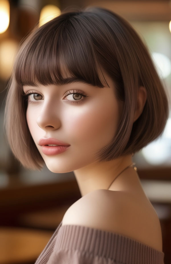 35 French Bob Haircuts : Classic French Bob with Straight Bangs