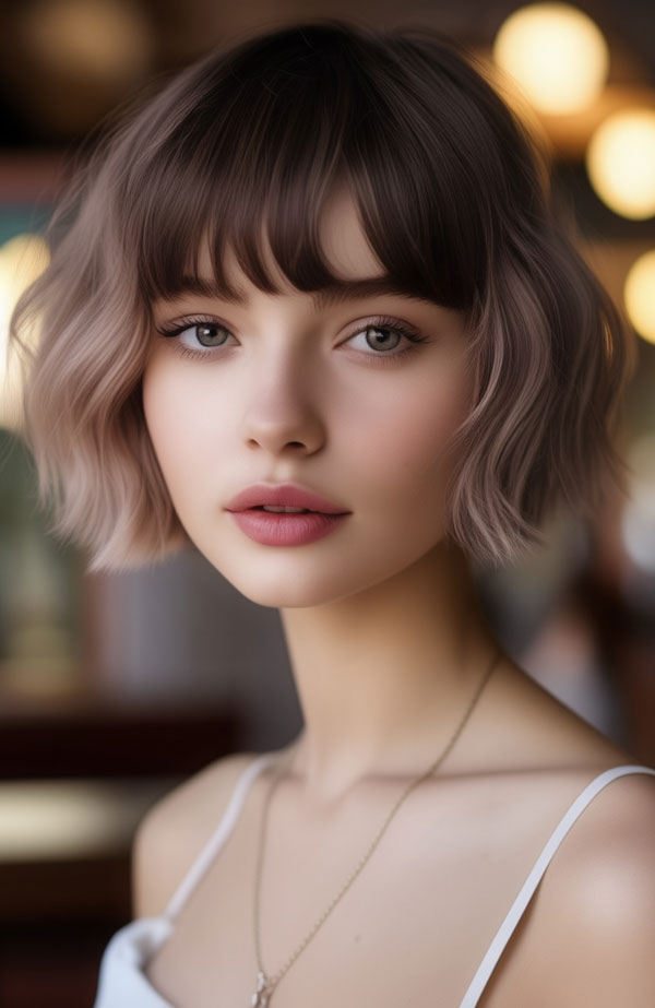 Ombre French Bob with Blunt Bangs