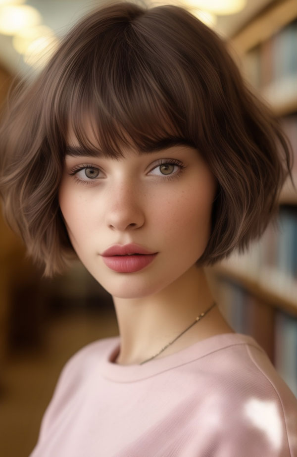 Classic French Bob with Soft Waves and Bangs