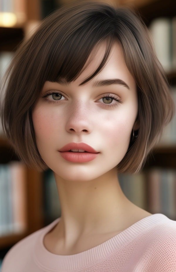 Soft French Bob with Side Bangs, french bob hairstyle