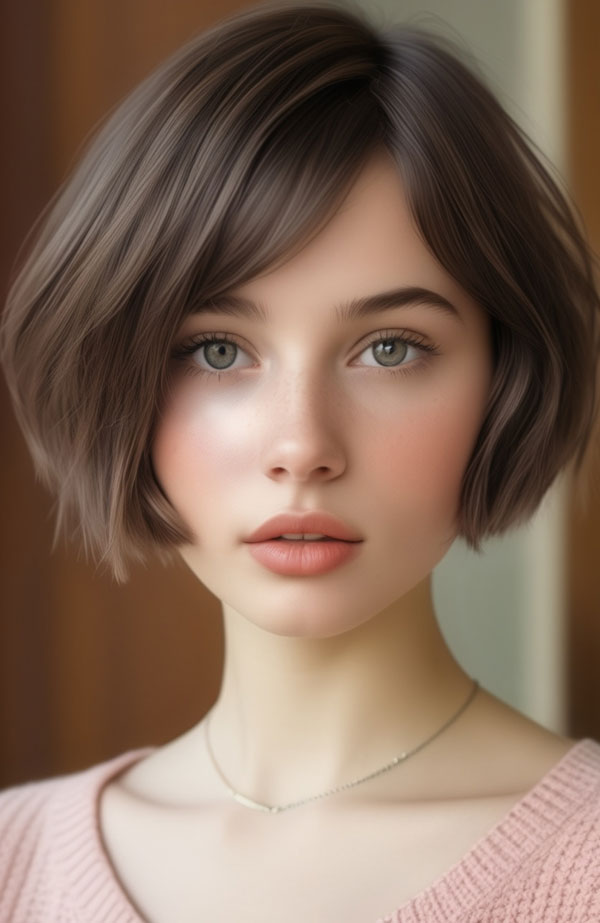 Sleek French Bob with Side Part and Subtle Waves