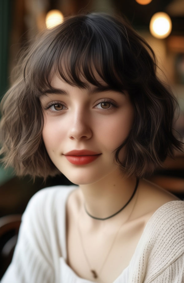 35 French Bob Haircuts : Textured French Bob with Wispy Bangs