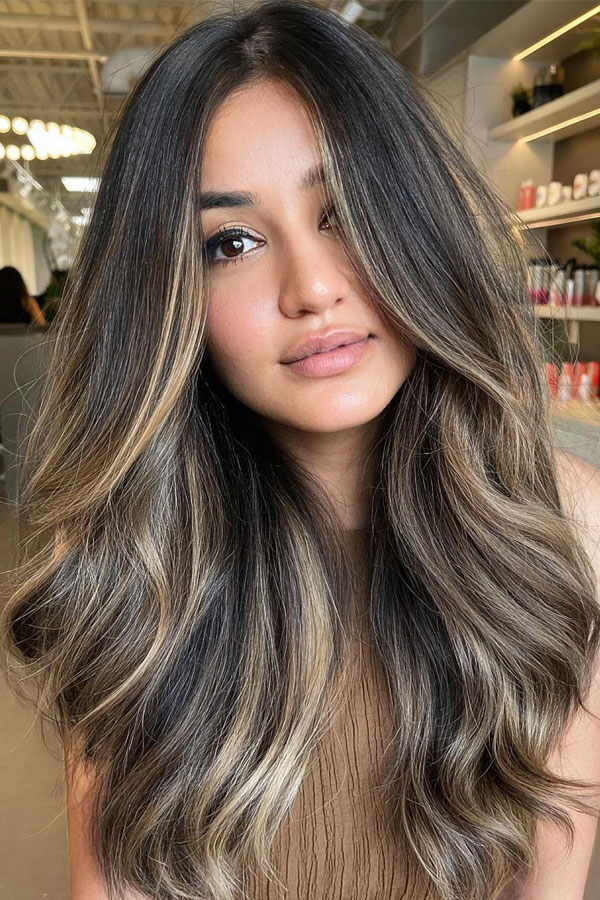 Cool-Toned Balayage, fall hair color, blonde highlights