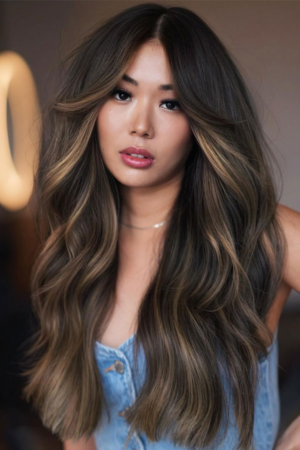 32 Fall Hair Color Trends : Dark Hair with Subtle Caramel Highlights