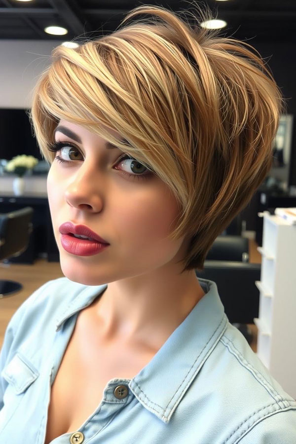 Golden Glamour Pixie, Pixie Haircut for Modern Women