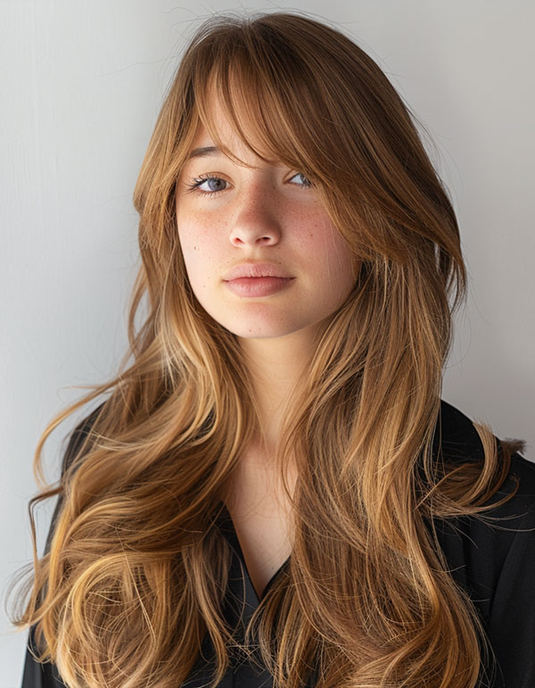 60 Cute Layered Hairstyles For Long Hair : Natural Waves with Soft Bangs