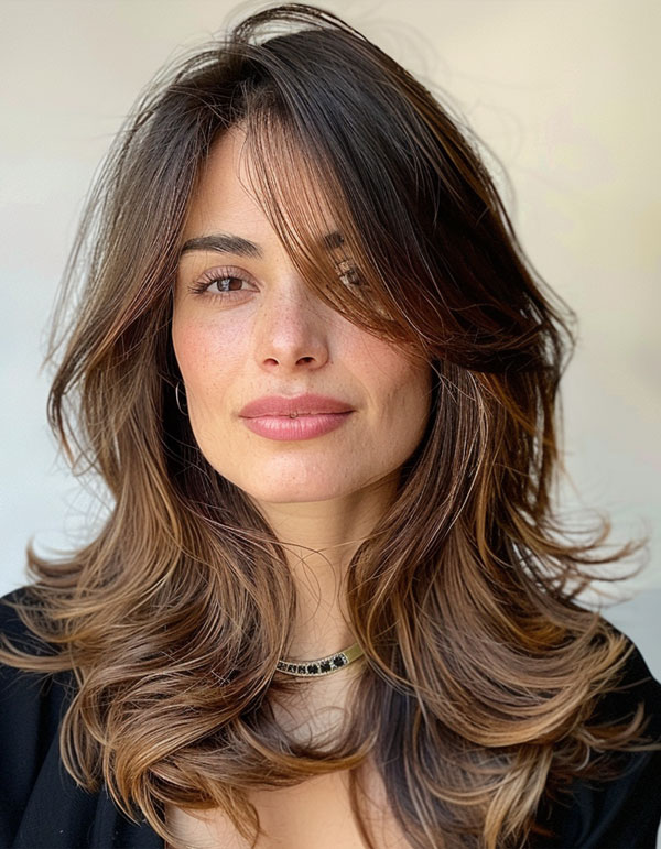 Tousled Layers with Face-Framing Highlights, butterfly layered haircut, Cute Layered Hairstyle For Long Hair, long layered haircut