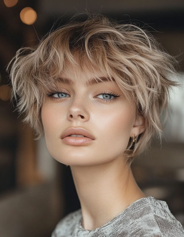 35 Cute Short Hairstyles to Rock : Textured Blonde Crop