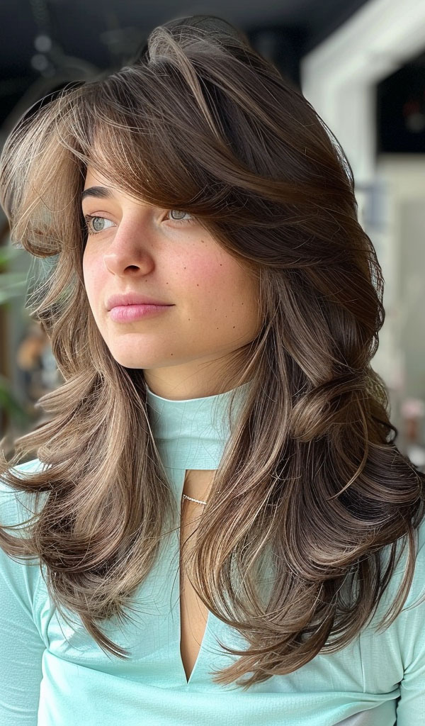 Soft Ash Brown Layers, Long Butterfly Layered Haircut