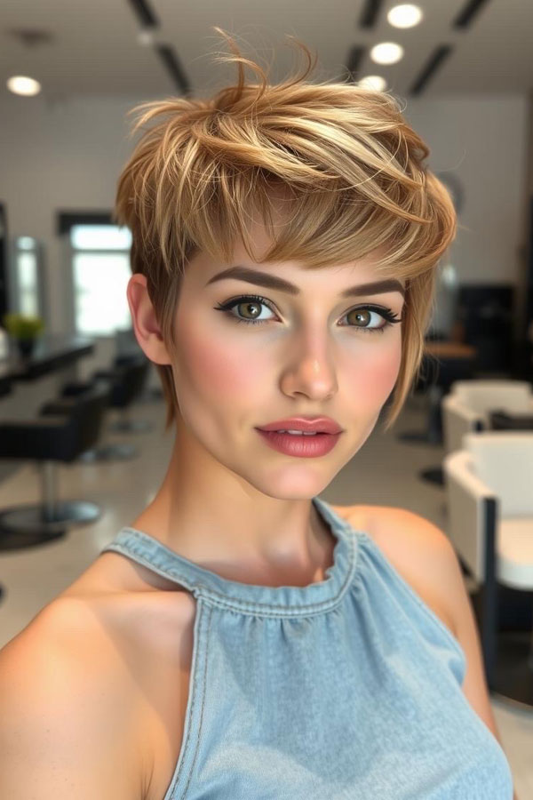 40 Pixie Haircuts for Modern Women : Golden Blonde Playful Pixie