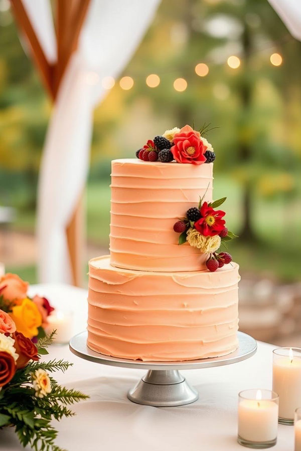 Peach-Toned Wedding Cake, wedding cake, wedding cake trends, wedding cake inspiration