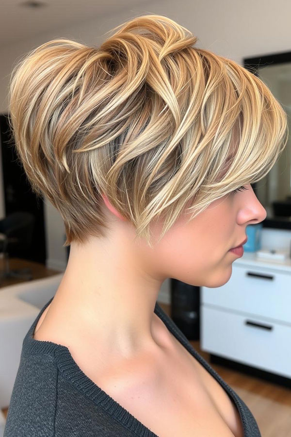 40 Pixie Haircuts for Modern Women : Honey Swept-Back Elegance Pixie