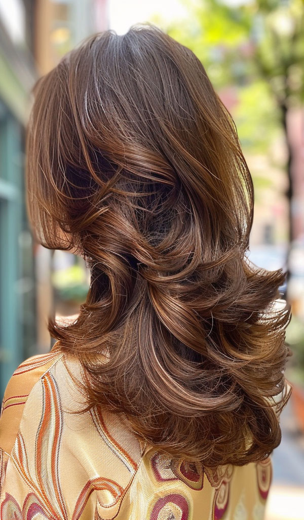 30 Long Butterfly Layered Haircuts : Rich Mocha Layers