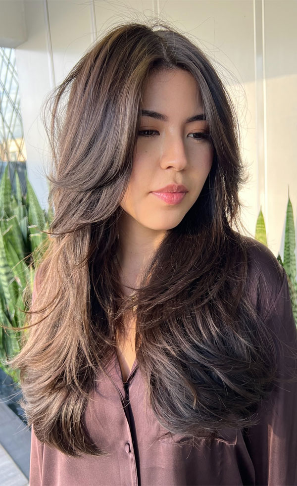 Effortless Long Layers with Subtle Highlights, butterfly layered haircut, Cute Layered Hairstyle For Long Hair, long layered haircut