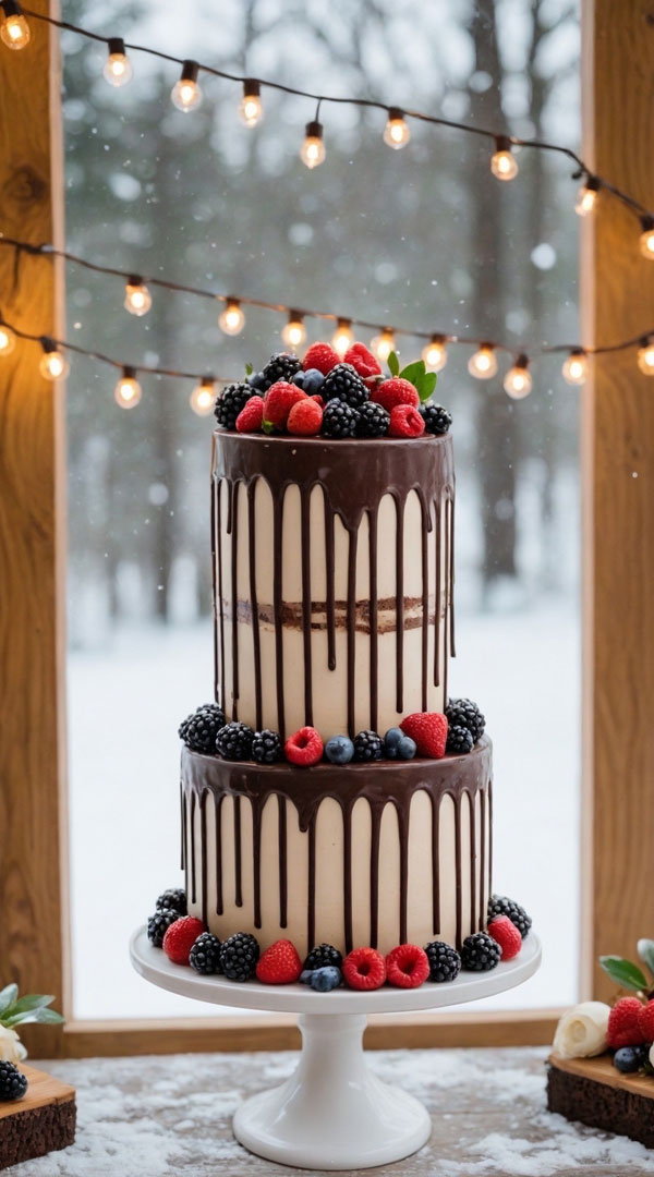 61 Exquisite Wedding Cakes for Every Style: Winter Wonderland Drip Cake