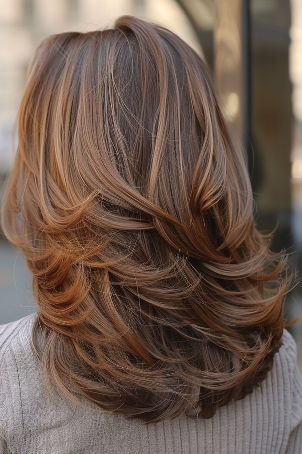 Subtle Brown Layers, Long Butterfly Layered Haircut