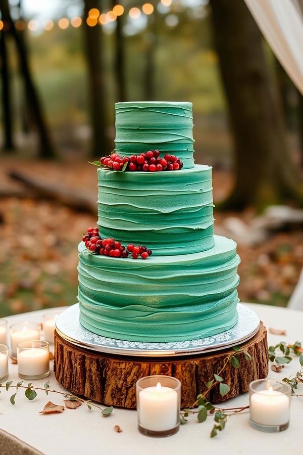 61 Exquisite Wedding Cakes for Every Style: Evergreen Forest Cake