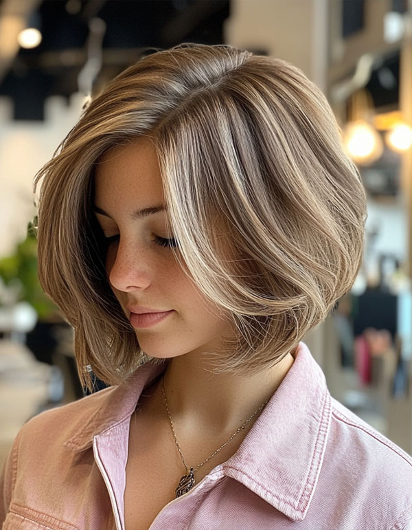 45 Chic Layered Bob Haircuts : Polished Inverted Bob with Side Part