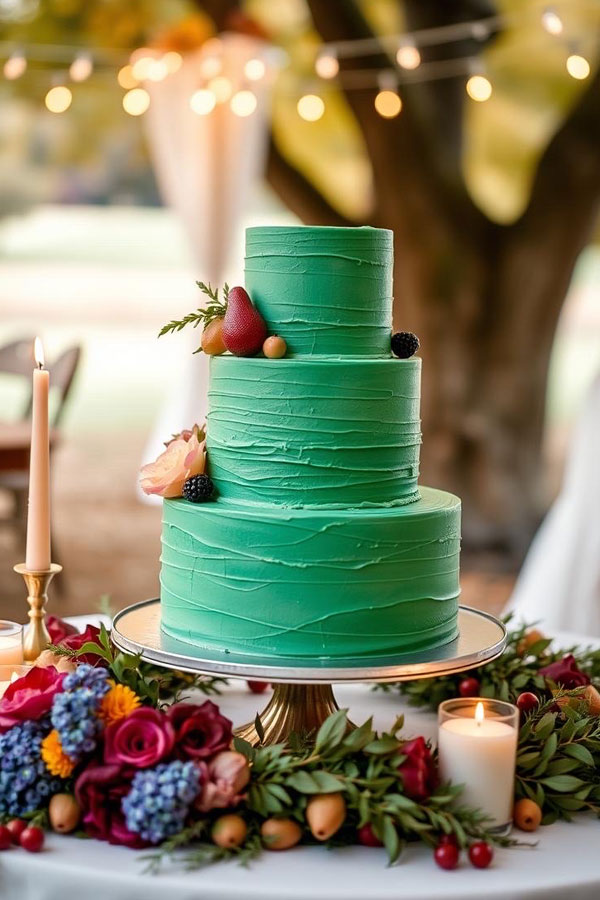 Emerald Green Wedding Cake, wedding cake, wedding cake trends, wedding cake inspiration