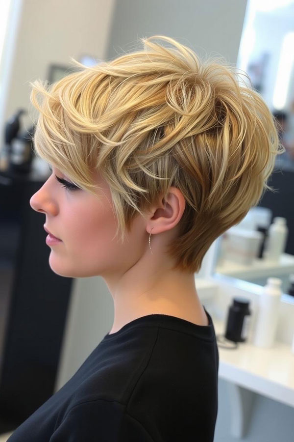 40 Pixie Haircuts for Modern Women : Golden Blonde Tousle Pixie