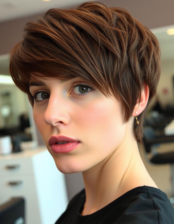 40 Pixie Haircuts for Modern Women : Rich Mahogany Pixie