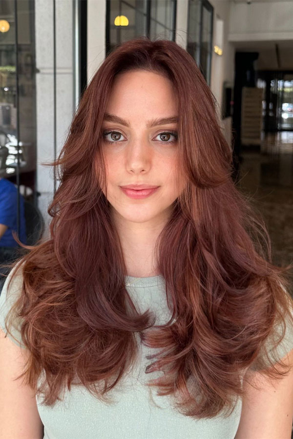 Cinnamon Spice Layers, fall hair color idea, Autumn-Inspired Hair Shades