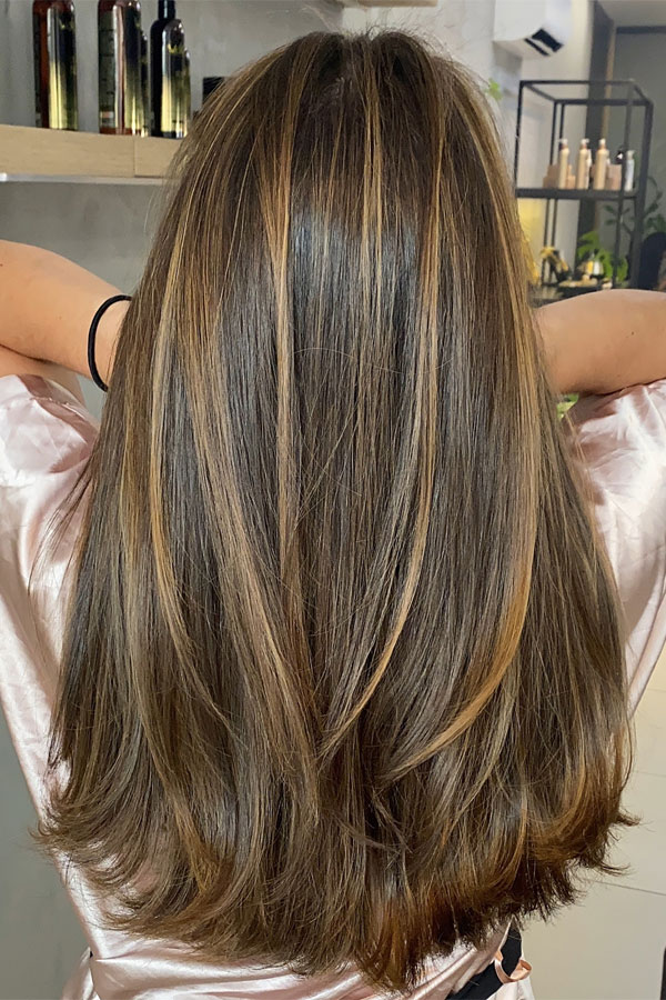 Sleek Honey Highlights, autumn hair colour