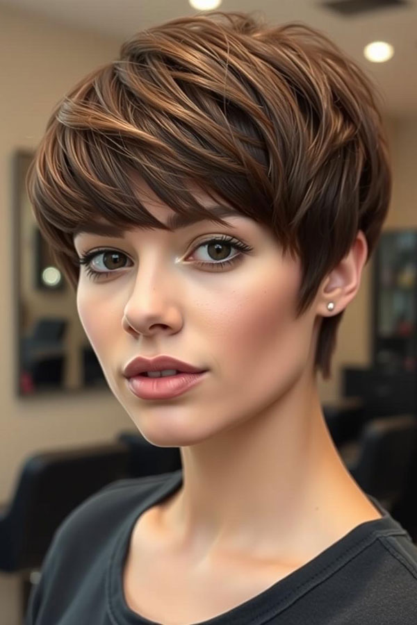 40 Pixie Haircuts for Modern Women : Chocolate Brown Pixie