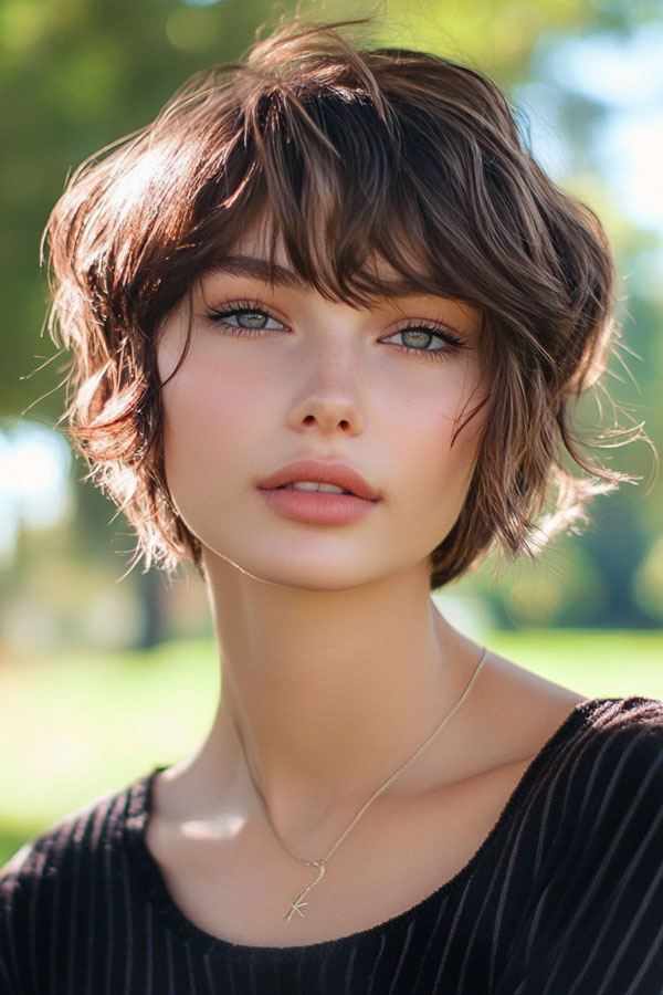 Effortlessly Chic Tousled Bob, Cute Short Hairstyle, short haircut