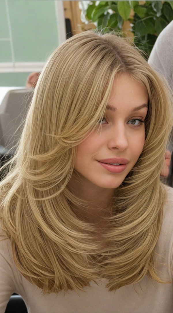 60 Cute Layered Hairstyles For Long Hair : Face-Framing Layered Blonde