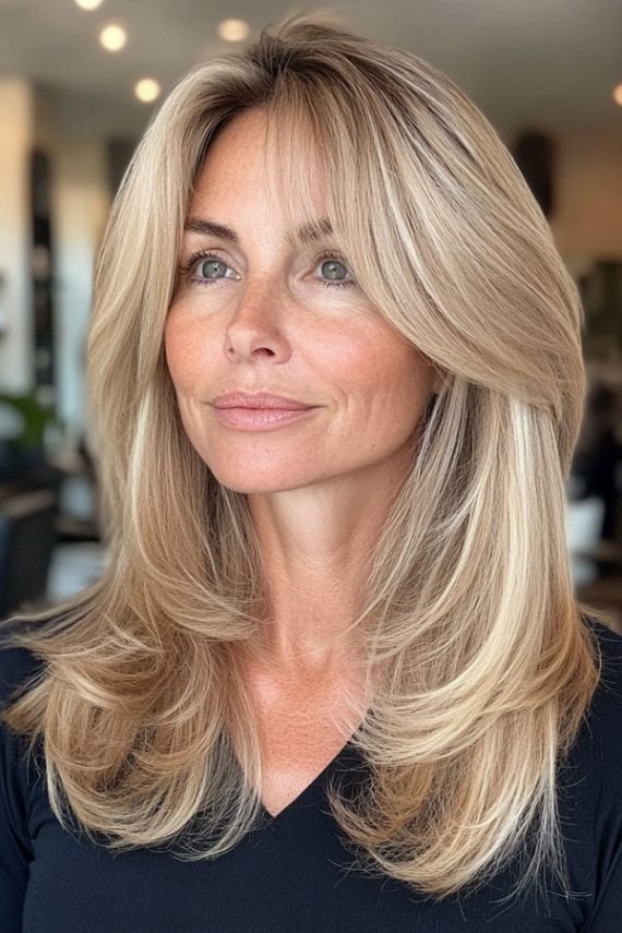 35 Layered Haircuts for Women Over 40 : Bright Blonde Layers with Soft ...