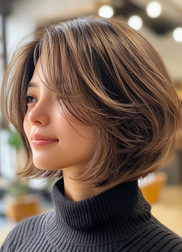 Layered Bob Haircut, Sleek Modern Subtle Layered Bob