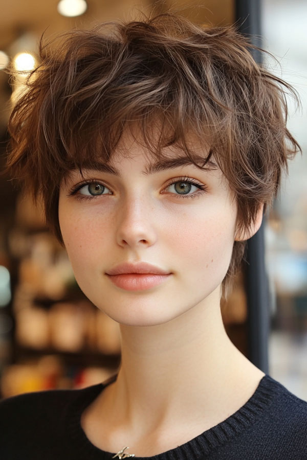 35 Cute Short Hairstyles to Rock : Playful Textured Pixie with Soft Layers