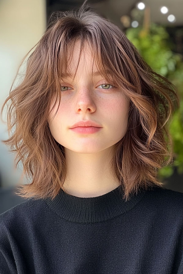 40 Trendsetting Tousled Layers : Wavy Brunette Bob