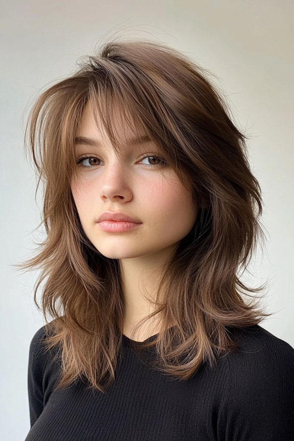 40 Trendsetting Tousled Layers : Layered Brunette Shag