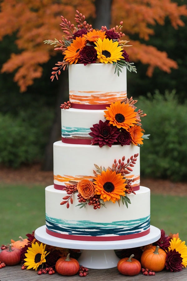 61 Exquisite Wedding Cakes for Every Style: Autumn Harvest Splendor Cake