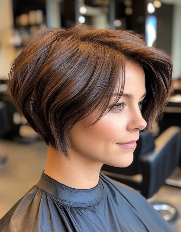 43 Bixie Haircuts For a Chic & Modern Look : Chestnut Polished Bixie