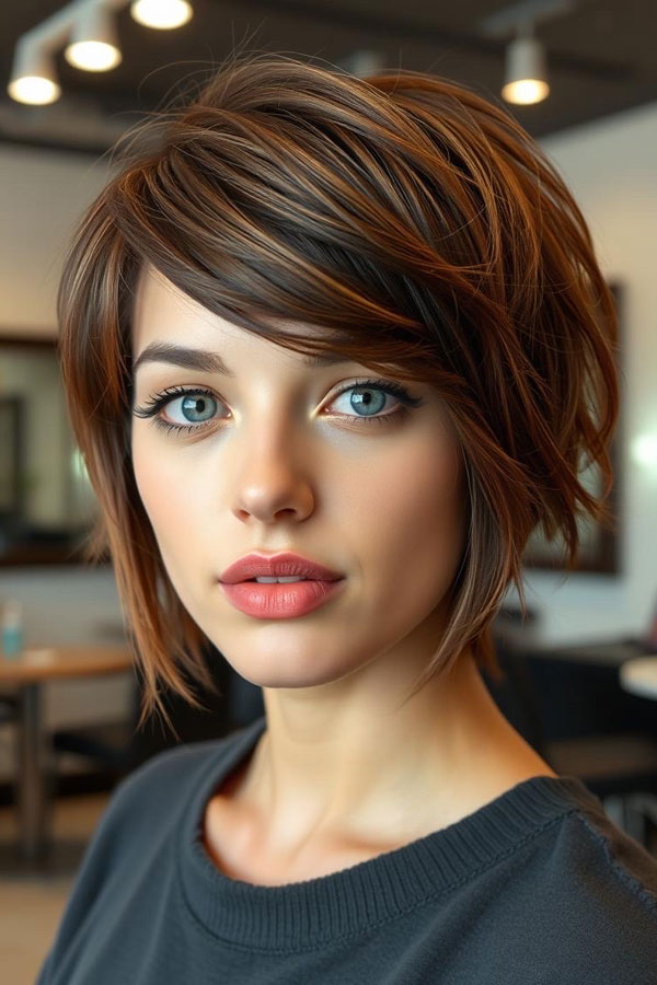 40 Pixie Haircuts for Modern Women : Deep Mocha Pixie Bob