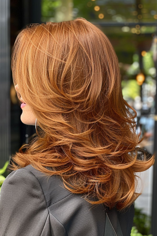 30 Long Butterfly Layered Haircuts : Fiery Copper Layers